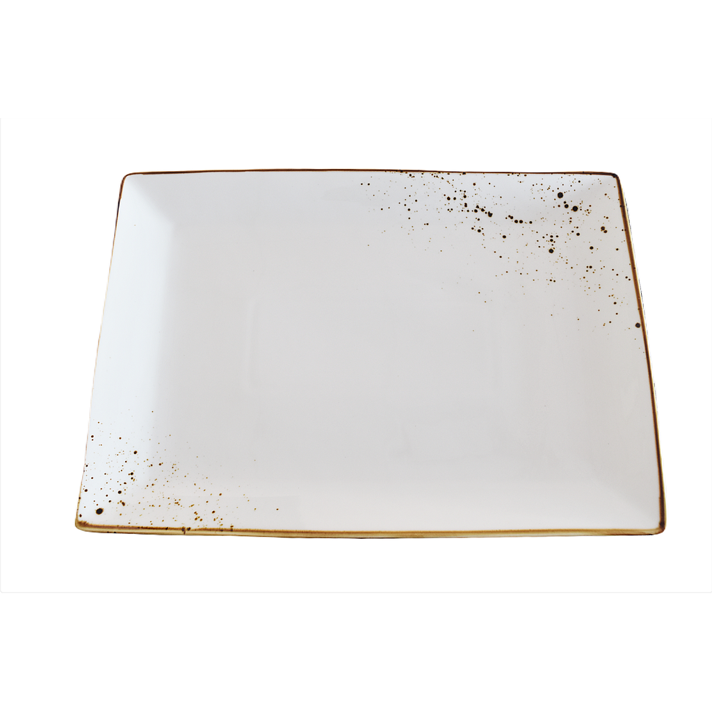Assiette rectangulaire Terra blanc 14 po x 10 po