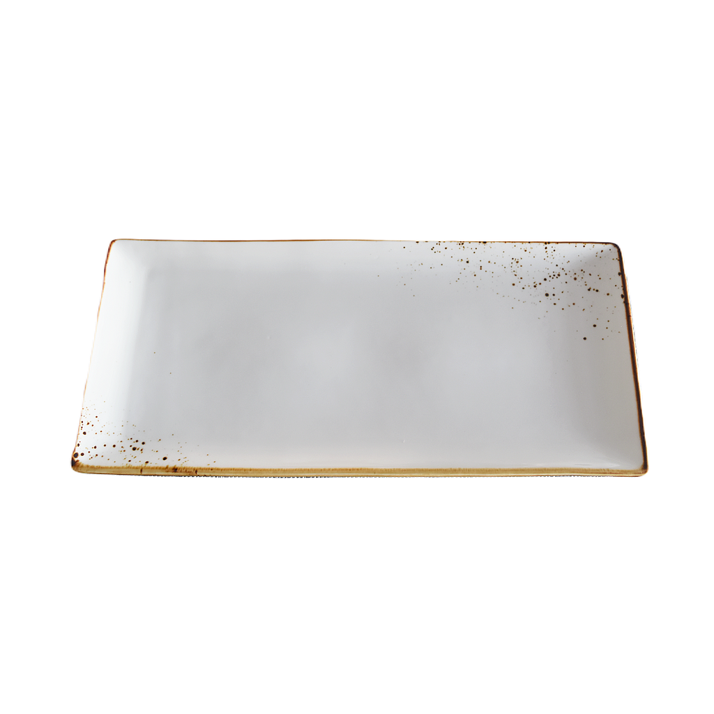 Assiette rectangulaire Terra blanc 15 po x 7 po