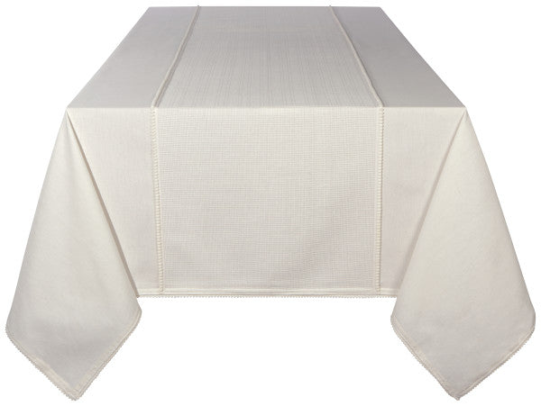 White cotton tablecloth with patterns 60x90in