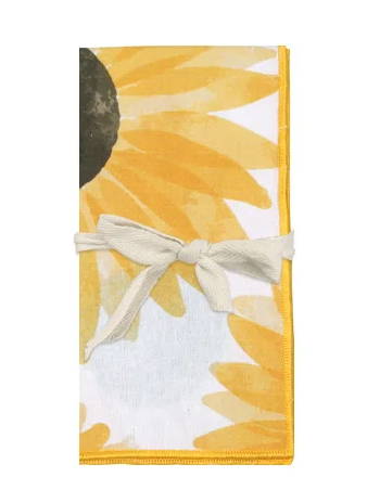 Ensemble de 4 serviettes de table en coton Tournesol 18 x 18 po