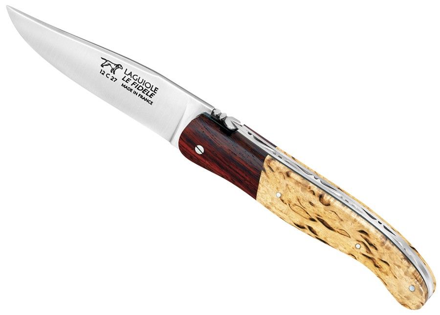 Couteau de chasse manche en bois de cocobolo et bouleau 22cm - Laguiole