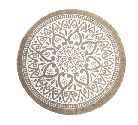 Napperon blanc avec franges 38cm