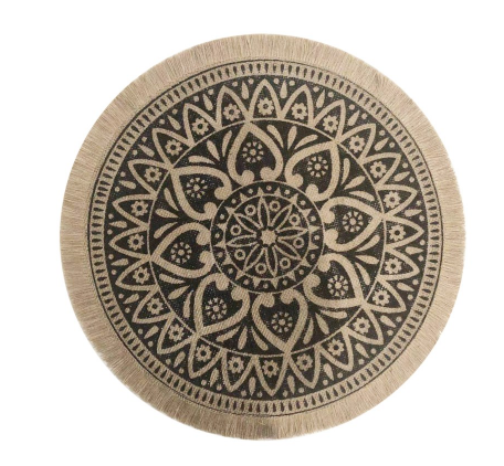 Napperon noir avec franges 38cm