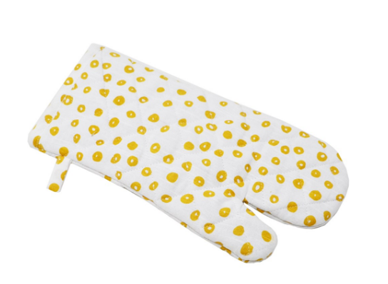 Set of 2 Ochre Dotted Oven Mitts