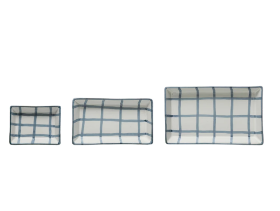 Ensemble de 3 plateaux peints à la main