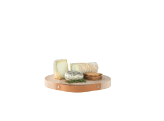 Round ash wood board with leather handle 25cm