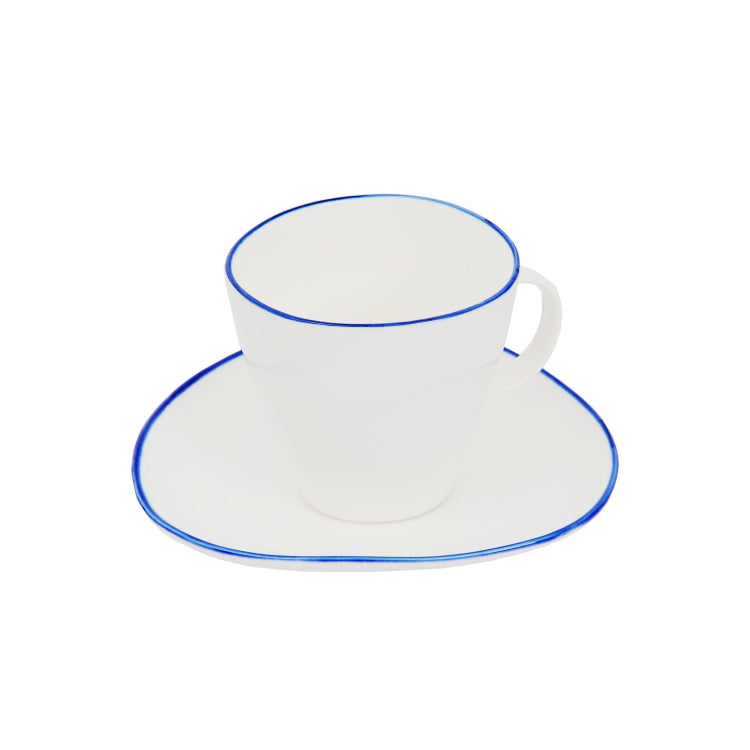 Duo petite assiette et tasse bordure bleu
