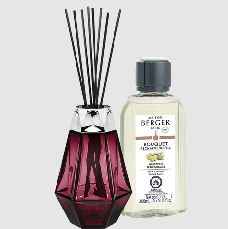 Ensemble cadeau diffuseur à roseaux Prisme Rouge et recharge - Maison Berger