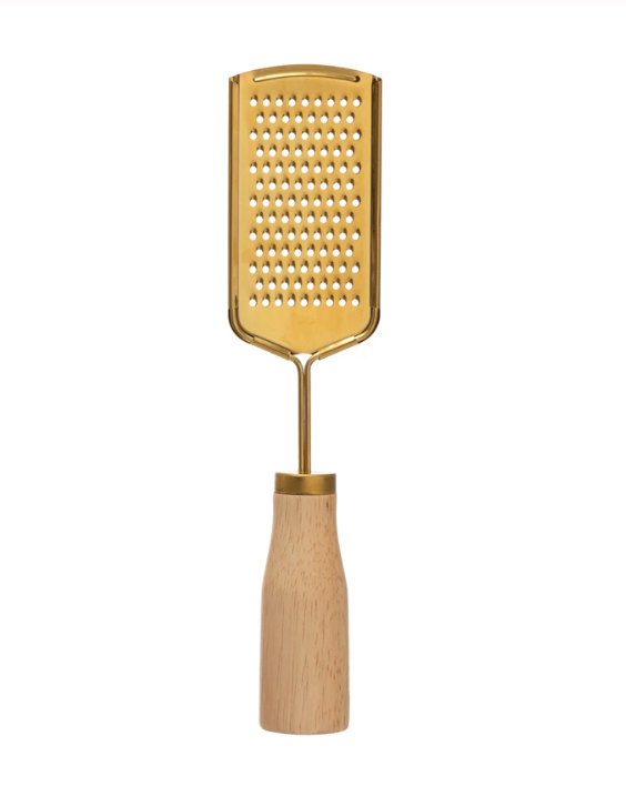 Râpe en acier inoxydable or avec manche en bois