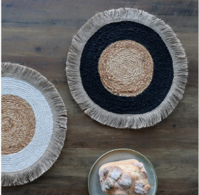 Napperon rond en jute Samba Noir