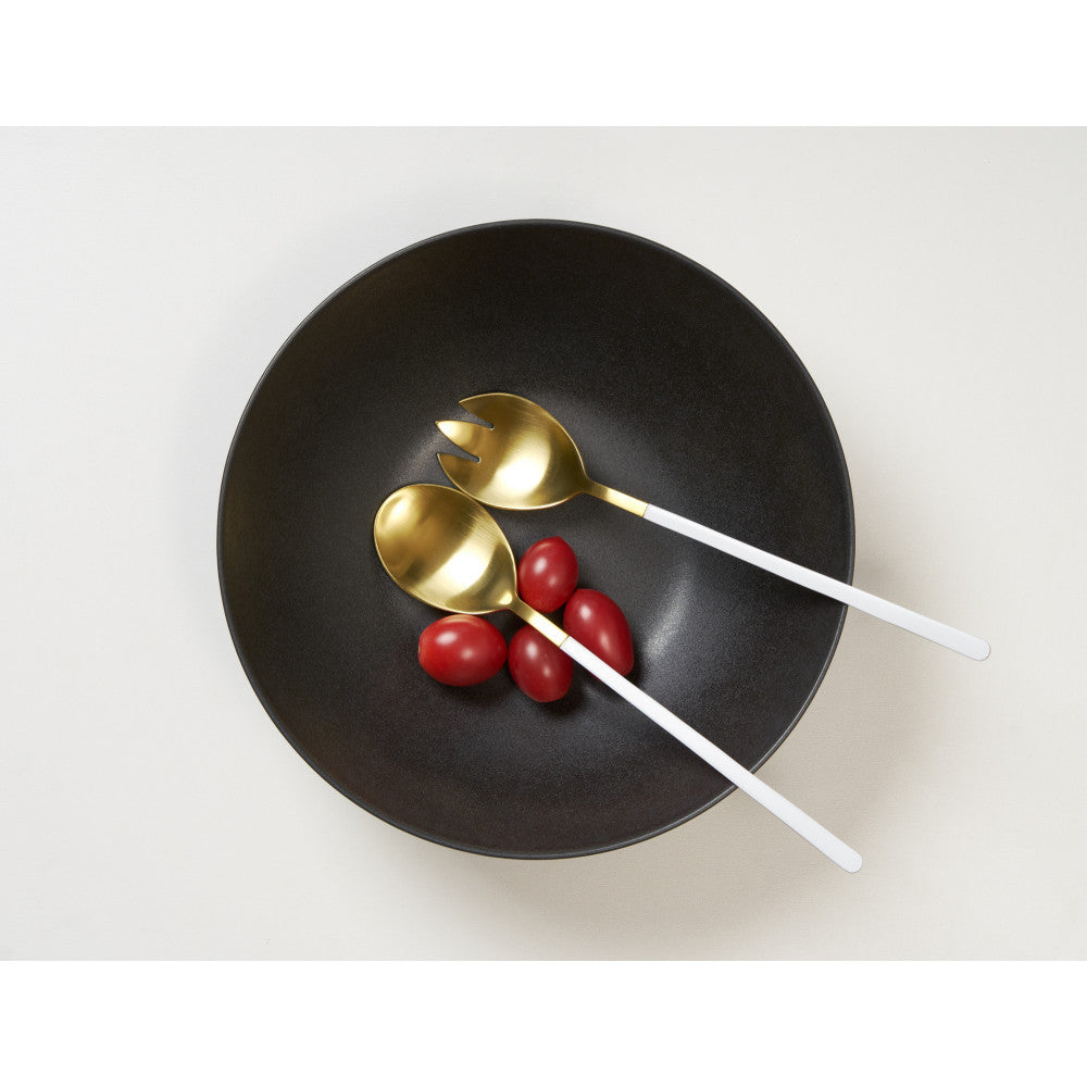 White and gold salad serving set