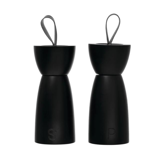 Ensemble de salière et poivrière avec poignée en cuir