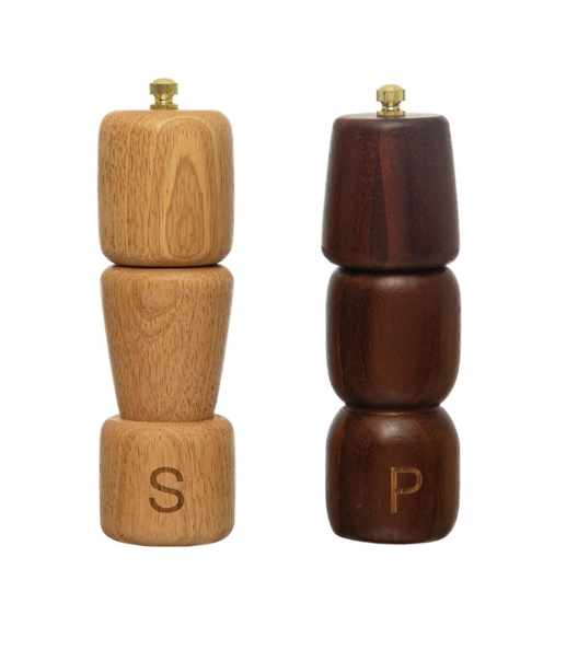 Ensemble de salière et poivrière en Acacia et Hévéa