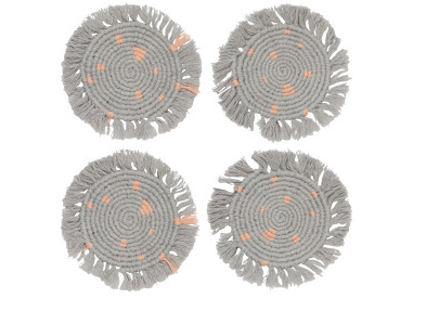 Ensemble de 4 sous-verres en macramé Gris