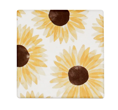 Ensemble de 6 sous-verres en céramique Tournesol 4 x 4 po