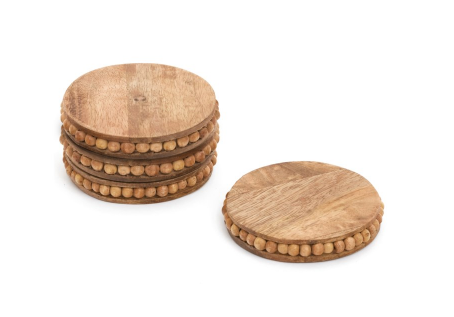 Ensemble de 4 sous-verres avec perles de bois