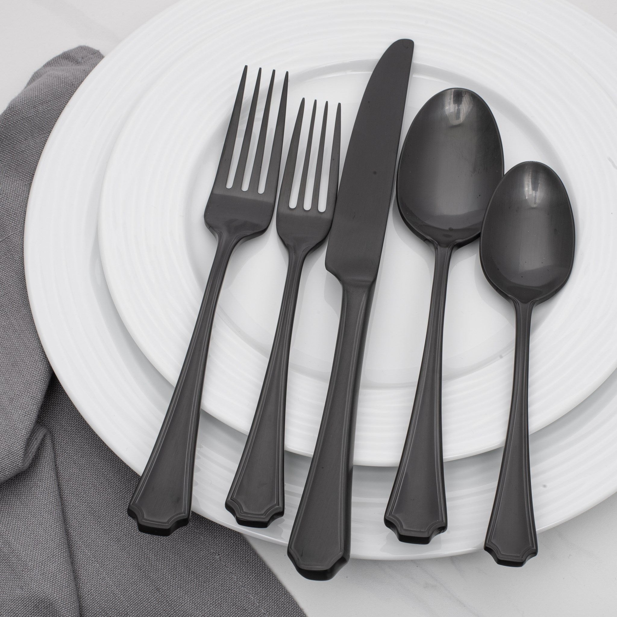 Ensemble d'ustensiles Park avenue Noir mat 20 pièces