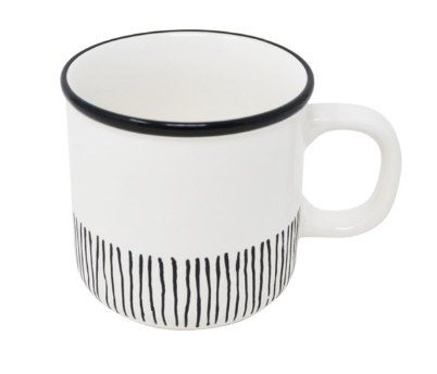 Tasse blanche avec rayures 12.85 oz