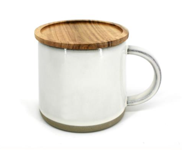 Tasse en céramique Blanche avec couvercle