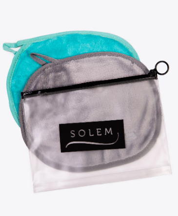 Ensemble de 2 lingettes démaquillantes Turquoise et gris - Solem