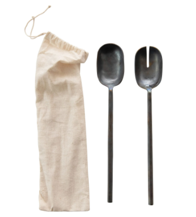 Ensemble de 2 ustensiles à salade en métal forgé à la main
