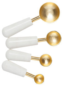 Set of 4 measuring spoons in gold and white finish