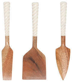 Ensemble de 3 couteaux à fromage en acacia
